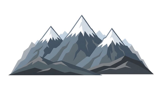Layered Mountain Range Snow Caps &mdash; Slate Blue Grey Bold Nature Flat Vector