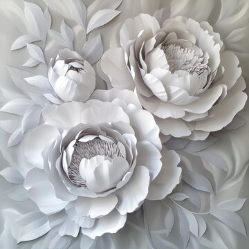 Elegant paper peonies, decorative,  background,  floral art,  for design use