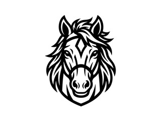 Fototapeta premium Stylized Horse Head Logo, Black and White, Vector Art