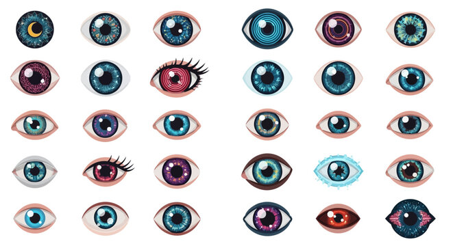 Collection of different human eyes.