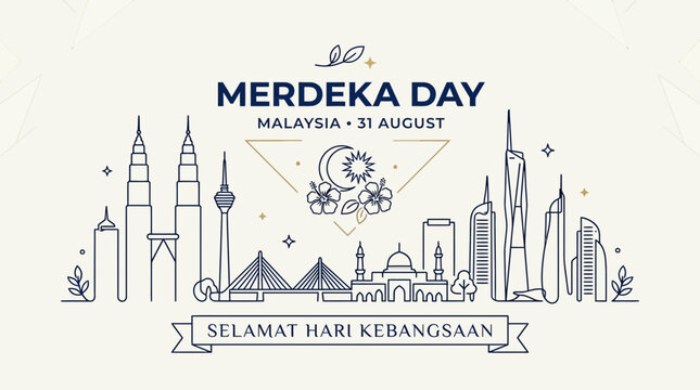 Merdeka Day Malaysia cityscape illustration