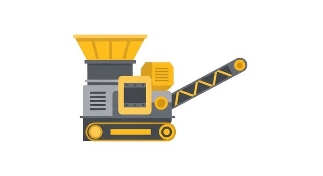 Crushing Machine Industrial Equipment Vector Illustration.