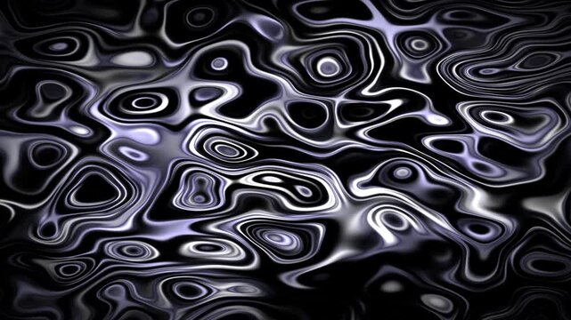 Smooth Abstract Liquid Flow with Reflective Metallic Black and Silver Waves