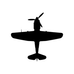 Silhouette of Person Standing on Vintage Airplane. © Nabil