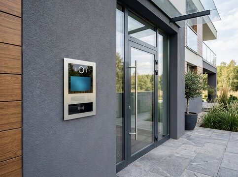 Modern Video Intercom Panel at Residential Entrance