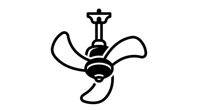 Black ceiling fan icon on white background, simple vector illustration