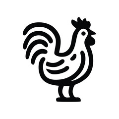 Stylized black line art rooster icon on white background © nfdesign
