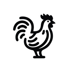 Stylized black line art rooster icon on white background © nfdesign