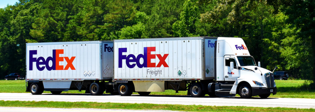 A truck of FedEx Transport Company, North Carolina, USA