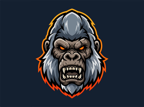 angry gorilla face with sharp teeth
