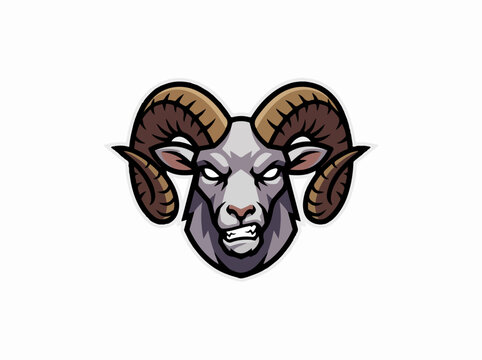 cartoon ram head with horns