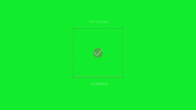 A crisp green screen digital overlay indicating "UP TO SCAN" above a bright yellow-green square target frame with a horizontal loading bar and a reflective base.