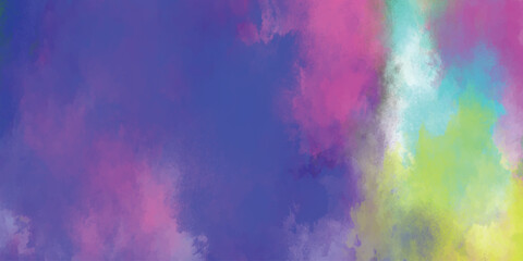 Obraz premium Abstract watercolor splash background, with vibrant purple, pink, cyan, and, lime green hues, textured brush strokes