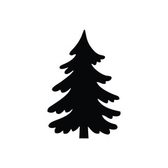 Obraz premium Black pine tree silhouette icon isolated on white background