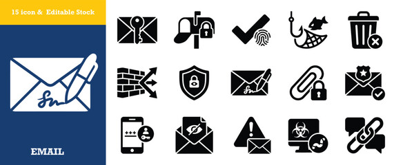 Email security icons for digital protection and online privacy communication. © MdJubayer