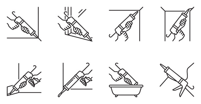 Caulking gun step by step instructions for applying sealant in corners.