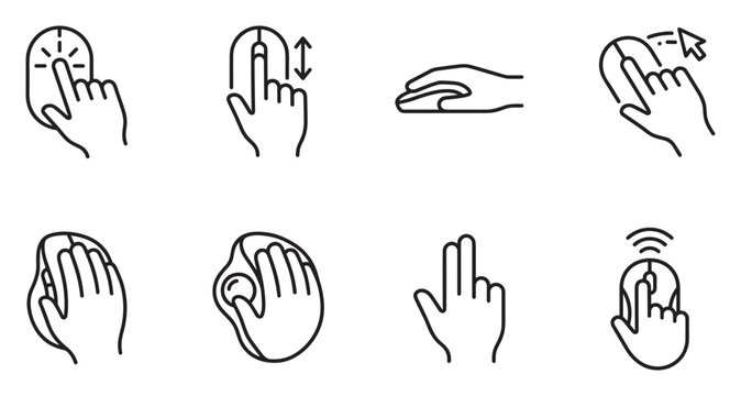 Hand using computer mouse for digital interaction and browsing.