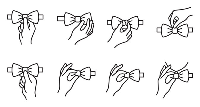 Step by step instructions for tying a bow tie with hands demonstration.