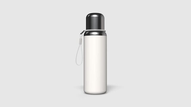 3D render metal thermos isolated on white background