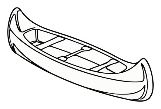 Canoe isometric view minimalist vector line art. Generative AI