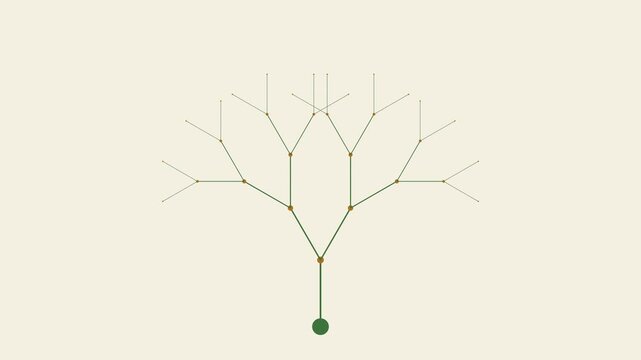 Minimalist fractal tree animation: geometric growth and network connection structure 4k