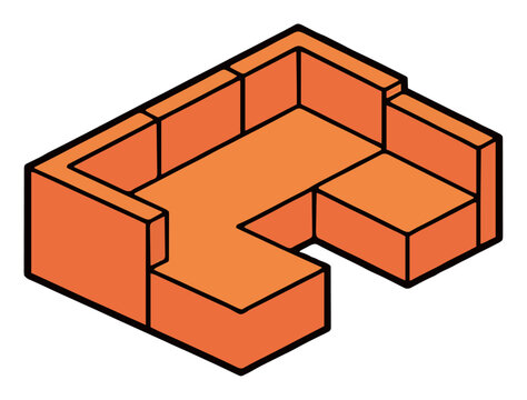 Sectional sofa isometric furniture flat vector illus.... Generative AI