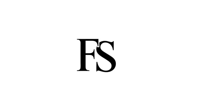 Minimalist black serif FS monogram initials logo design.