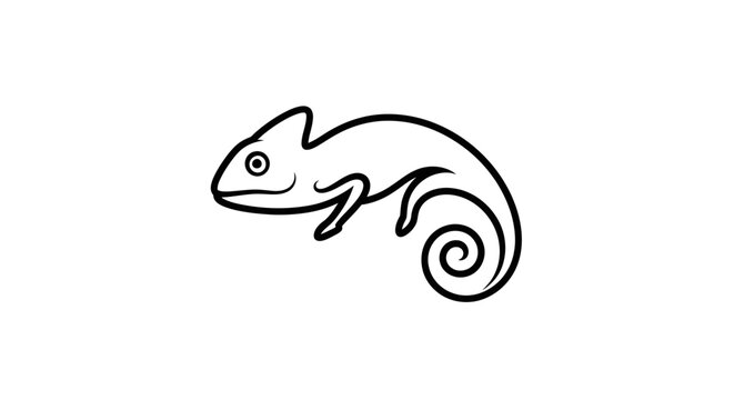Minimalist chameleon lizard line art logo design.