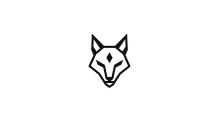 Minimalist geometric wolf head line art logo icon. © kaninss