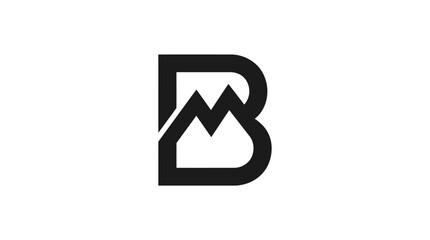 Minimalist letter B logo featuring integrated mountain peaks. © kaninss