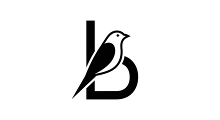 Minimalist letter B logo with bird silhouette © kaninss
