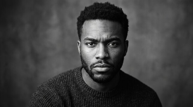 Black man portrait dramatic studio lighting minimalist aesthetic