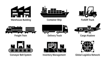 Obraz premium Logistics and transportation icons set.