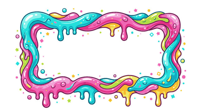 Vibrant cartoon open border with glossy intertwining turquoise and pin