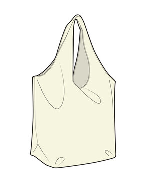 Leather bindle bag vector illustration technical flat drawing by adobe illustrator.