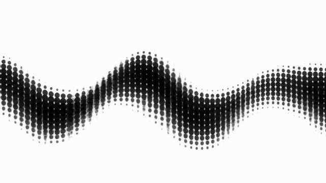 Abstract black and white halftone dotted sound wave pattern