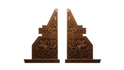 Pair of Ornate Wooden Gable Carvings with Celtic Dragon Motif © Habibah