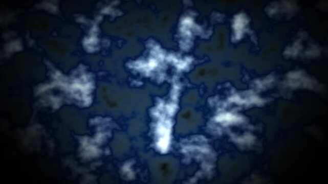 Abstract Fluid Smoke Pattern Rising and Flowing in Dark Blue and White