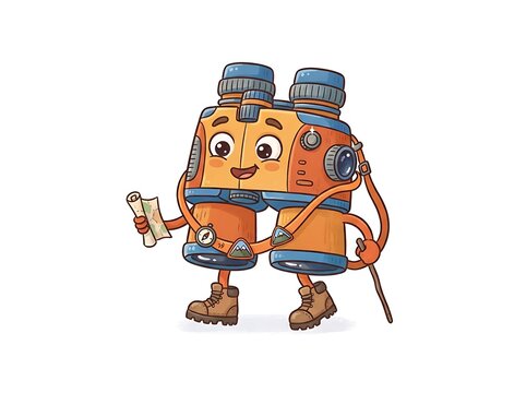 A cartoon robot character holding a tool and walking with a friendly expression on its face in a technology setting.