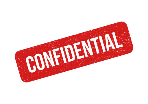 Confidential red stamp with glitter texture isolated on transparent background