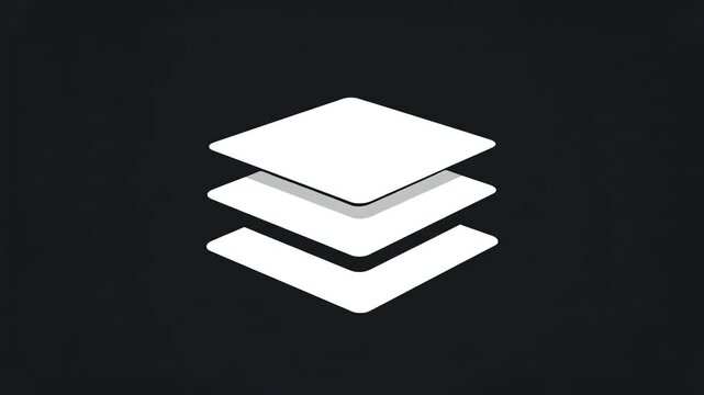 Stacked geometric shapes on a black backdrop. Minimalist graphic, clean design