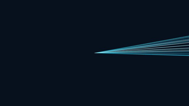 Bright cyan light lines diverging from a central point to create a sharp geometric perspective effect