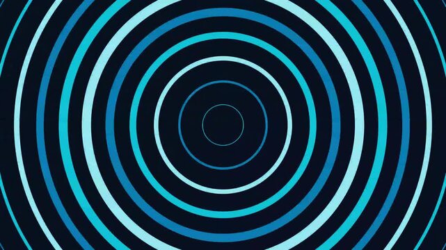 Cyan blue concentric circles expanding outwards create a rhythmic pulse effect in this dynamic motion sequence