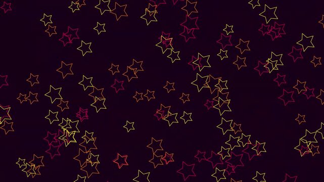 Glowing yellow and red outline stars scattered across a dark festive celebration party space environment