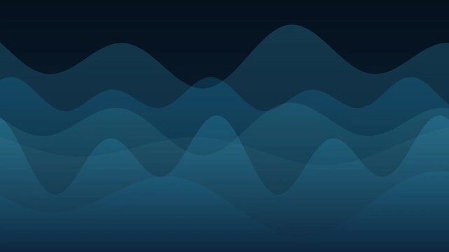 Smooth blue flowing waves layers creating a dynamic movement pattern for modern motion graphics media projects