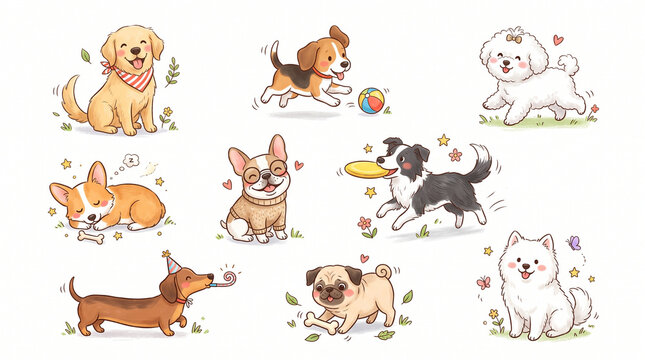 collection of dogs vector illustration