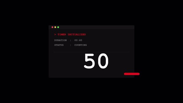 Neon Cyan Glow Ring Countdown Timer Animation 4K | Futuristic Arc Progress Clock Motion Graphic