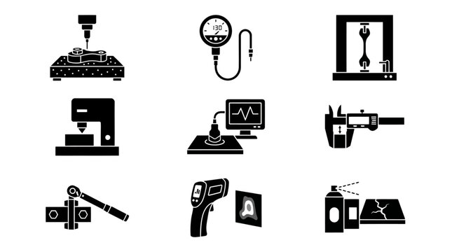 Industrial tools and equipment icons.