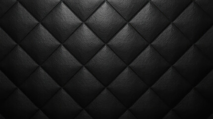 Fototapeta premium Black quilted leather texture background with soft mood lighting