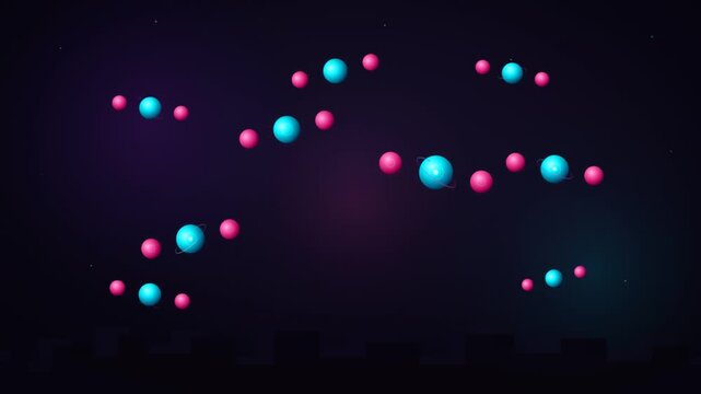Molecular structures floating and vibrating in dark space